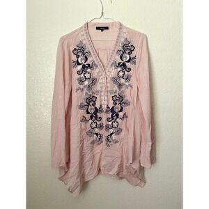 Andree By Unit Embroidered Blouse Pink Sz S Indie Boho Festival Flowy Floral‎